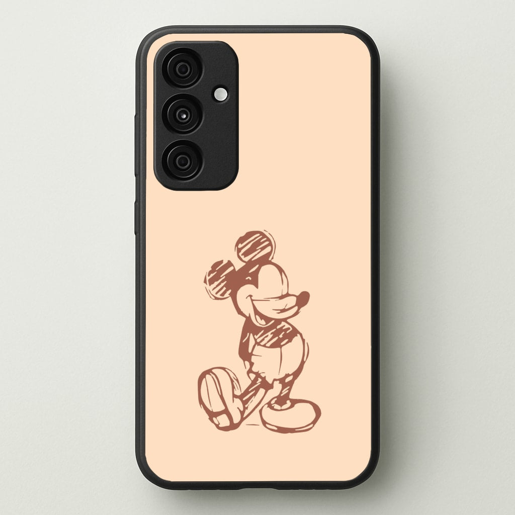 Sketched Mouse Outline Beige - Disney Phone Case for Galaxy A15