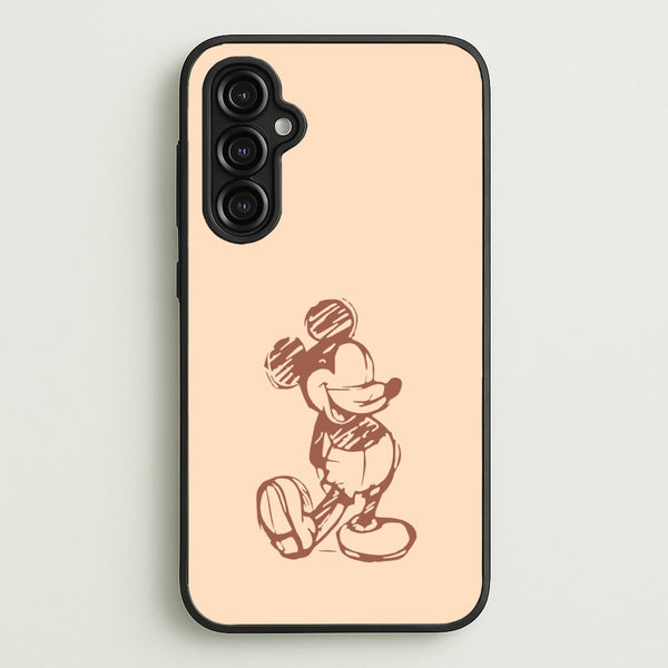Sketched Mouse Outline Beige - Disney Phone Case for Galaxy A14