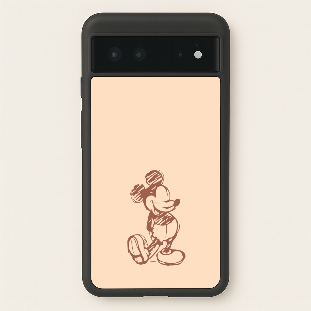 Sketched Mouse Outline Beige - Disney Phone Case for Google Pixel 6