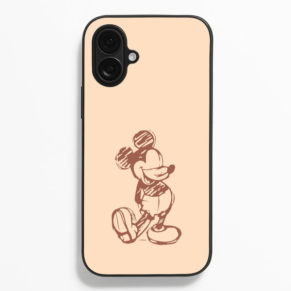 Sketched Mouse Outline Beige Phone Case