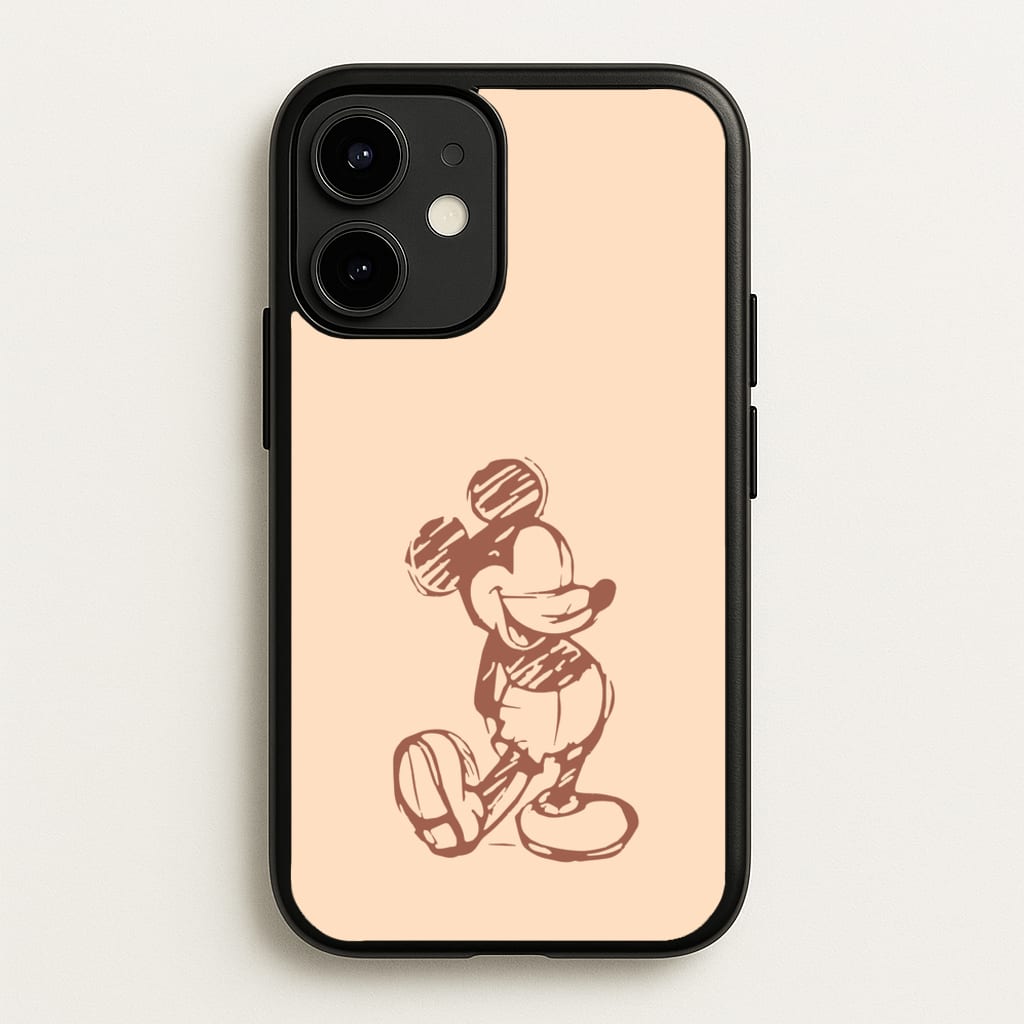 Sketched Mouse Outline Beige - Disney Phone Case for iPhone 12 Mini