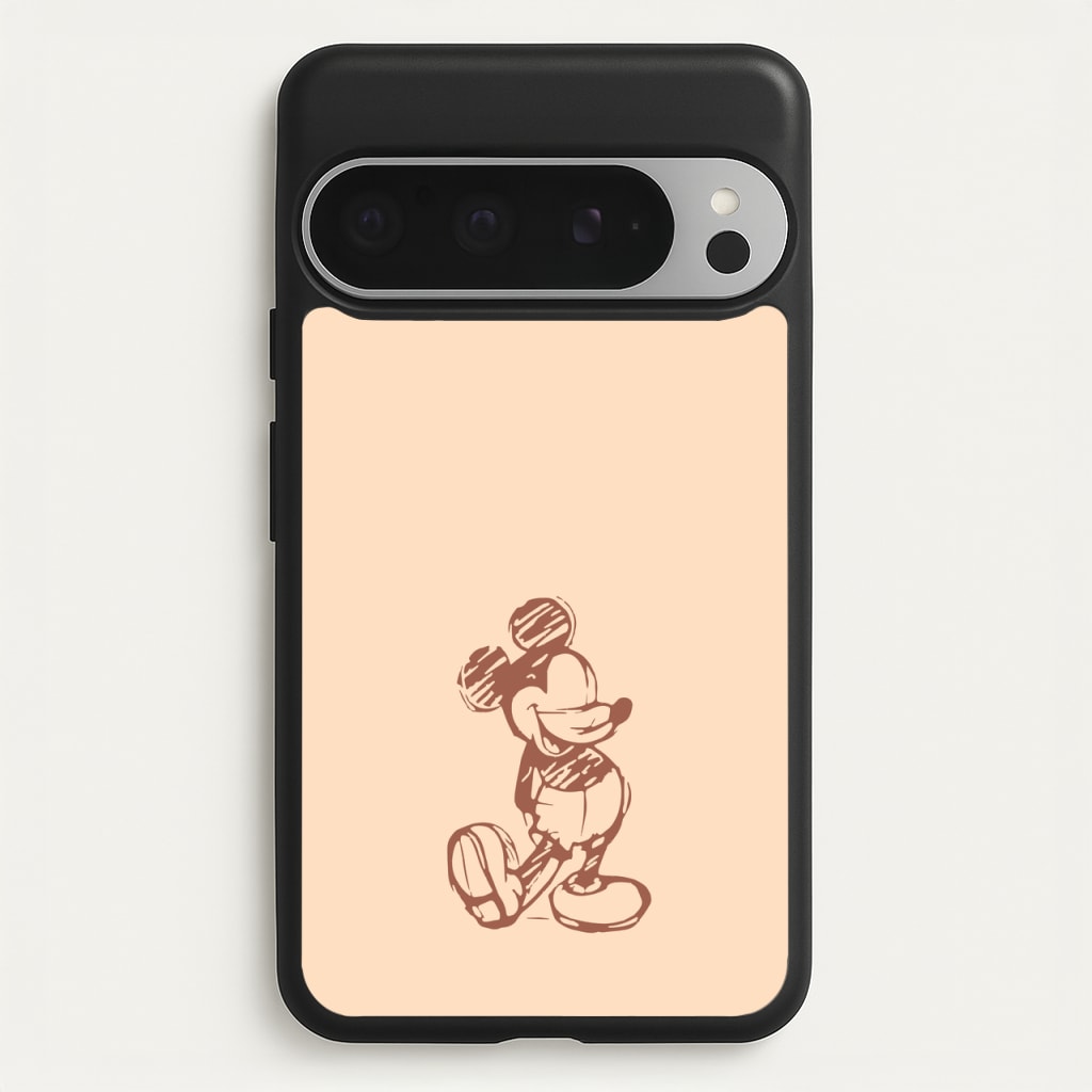 Sketched Mouse Outline Beige - Disney Phone Case for Google Pixel 9 Pro XL