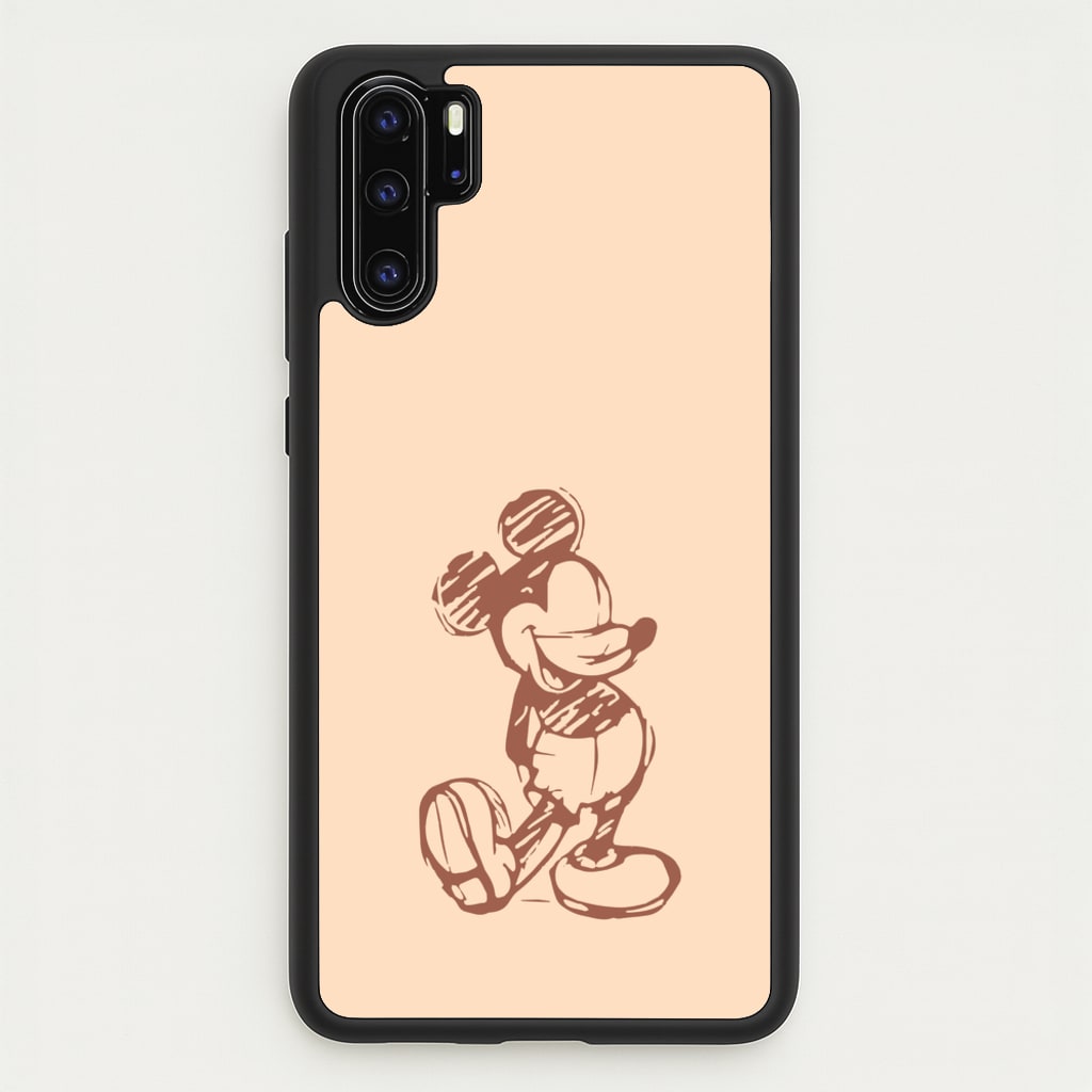 Sketched Mouse Outline Beige - Disney Phone Case for Huawei P30 Pro