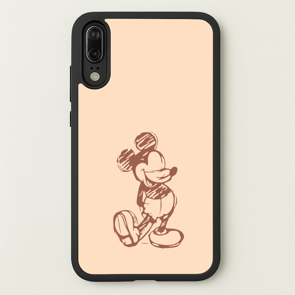 Sketched Mouse Outline Beige - Disney Phone Case for Huawei P20