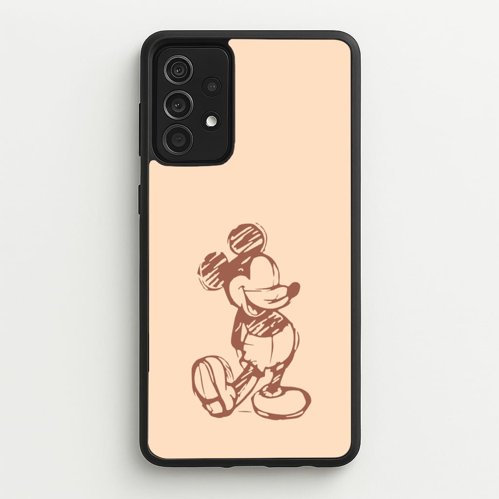 Sketched Mouse Outline Beige - Disney Phone Case for Galaxy A52 / A52s