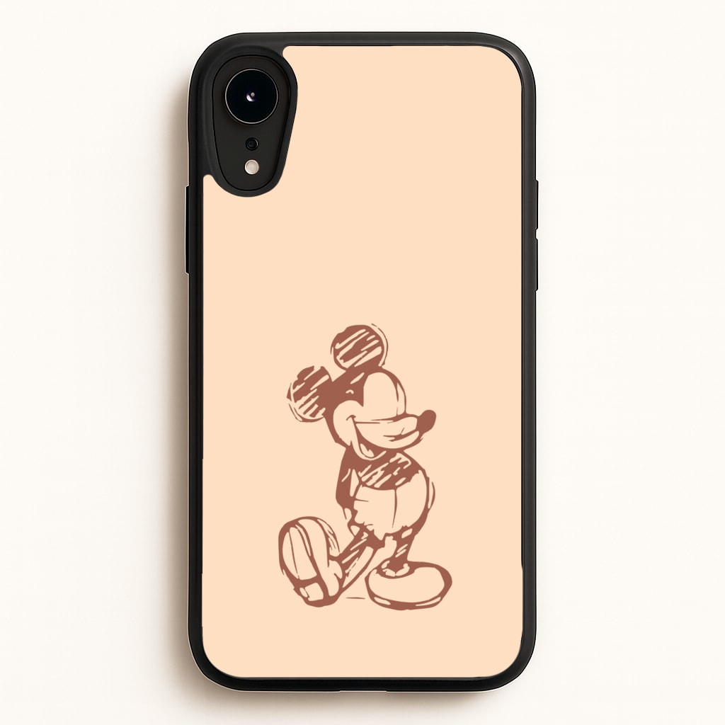 Sketched Mouse Outline Beige - Disney Phone Case for iPhone XR