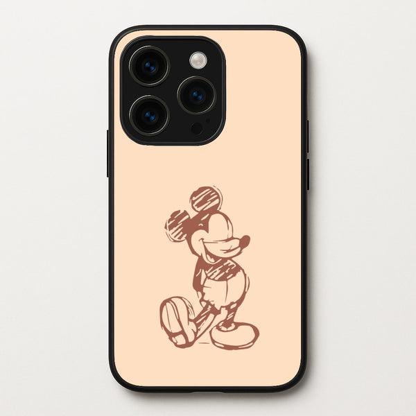 Sketched Mouse Outline Beige - Disney Phone Case for iPhone 14 Pro Max