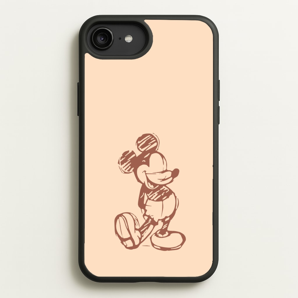 Sketched Mouse Outline Beige - Disney Phone Case for iPhone 6 Plus / 7 Plus / 8 Plus
