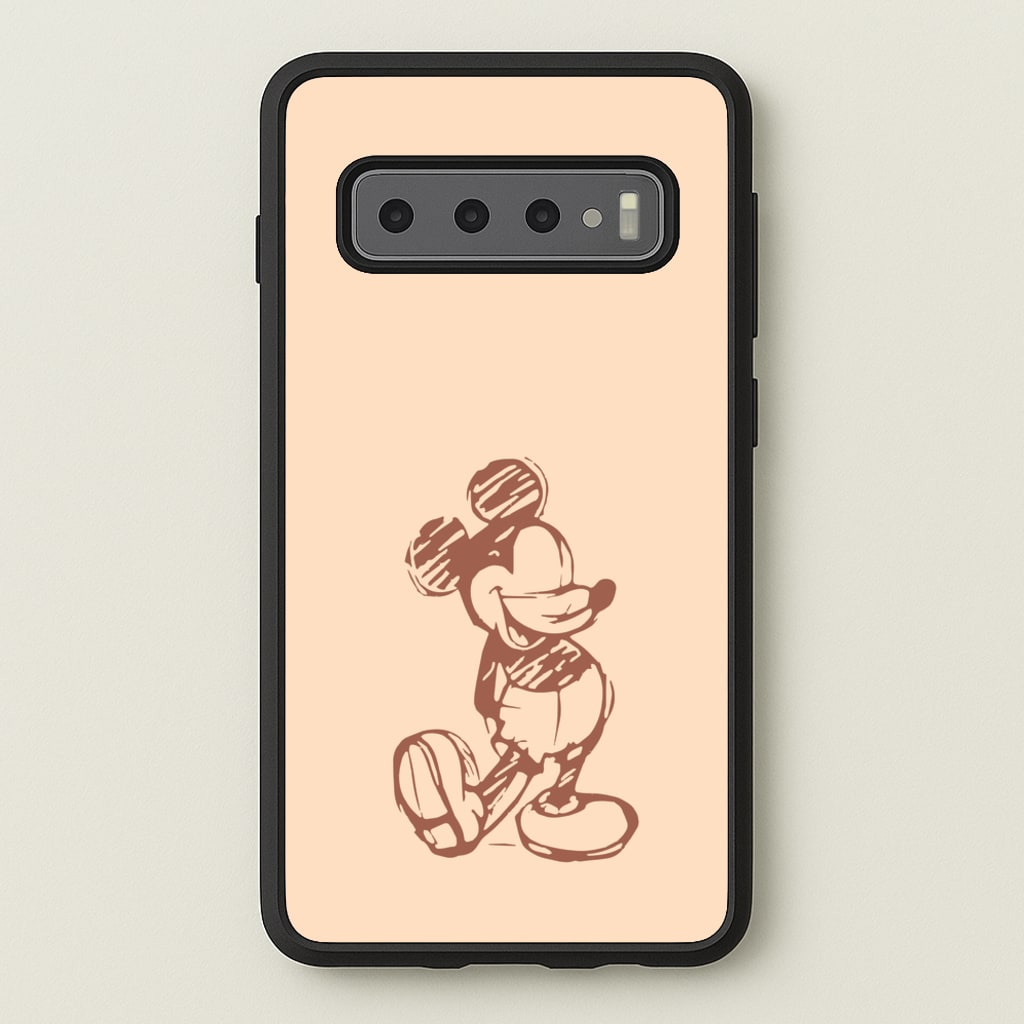 Sketched Mouse Outline Beige - Disney Phone Case for Galaxy S10