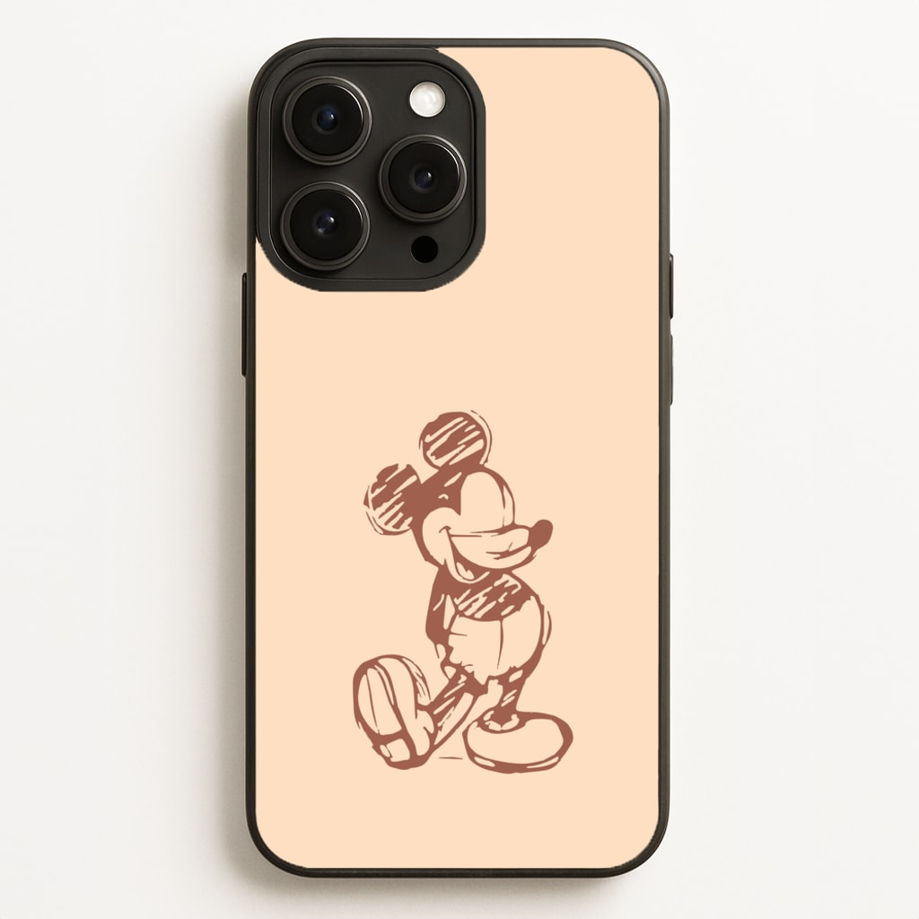 Sketched Mouse Outline Beige - Disney Phone Case for iPhone 12 Pro Max