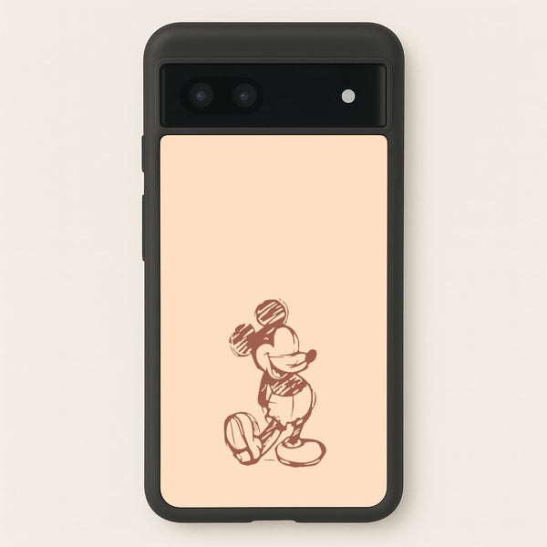 Sketched Mouse Outline Beige - Disney Phone Case for Google Pixel 7a