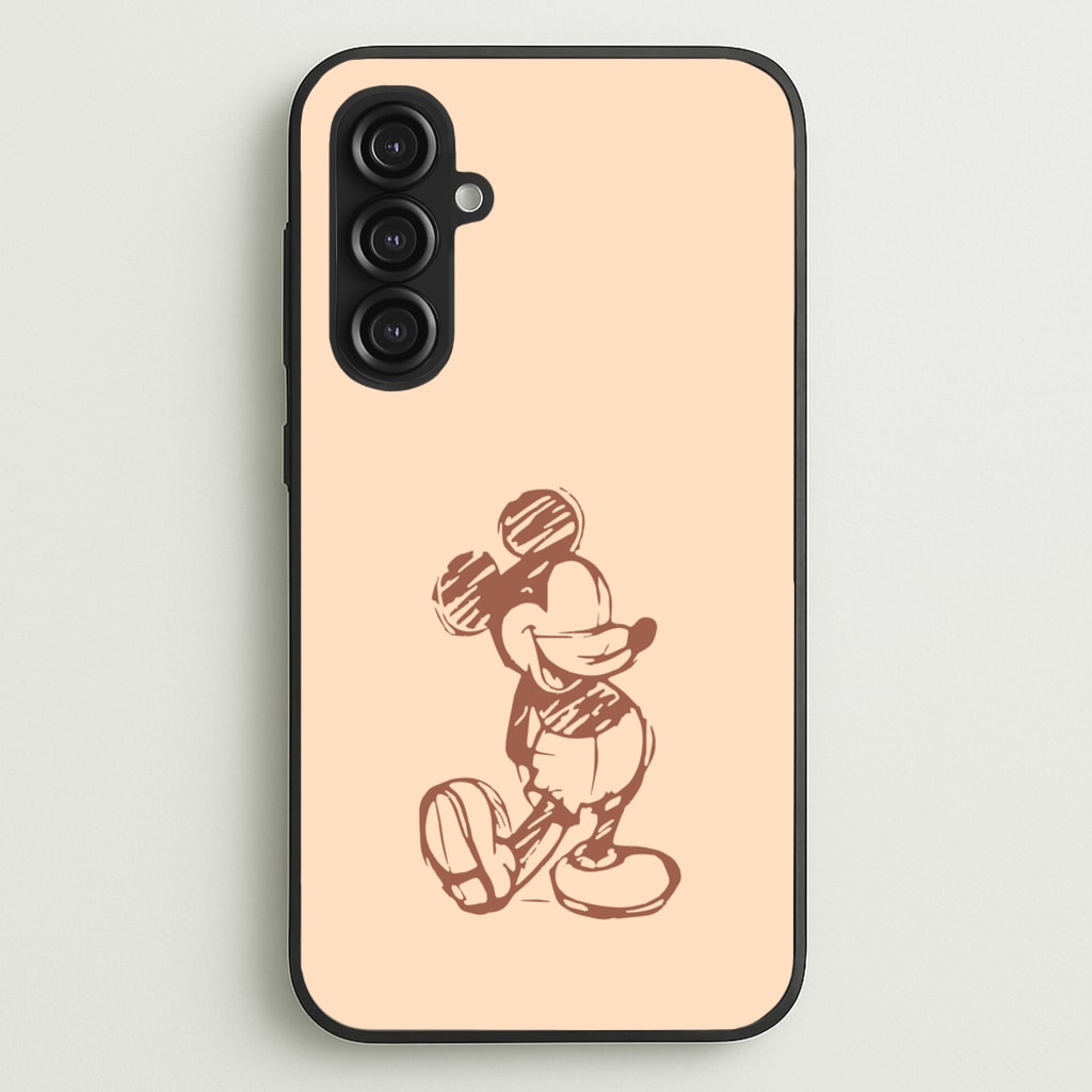 Sketched Mouse Outline Beige - Disney Phone Case for Galaxy S23FE