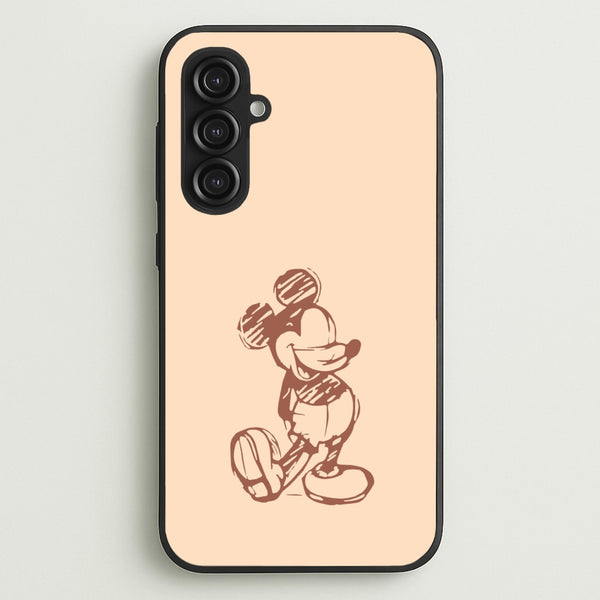 Sketched Mouse Outline Beige - Disney Phone Case for Galaxy S23FE