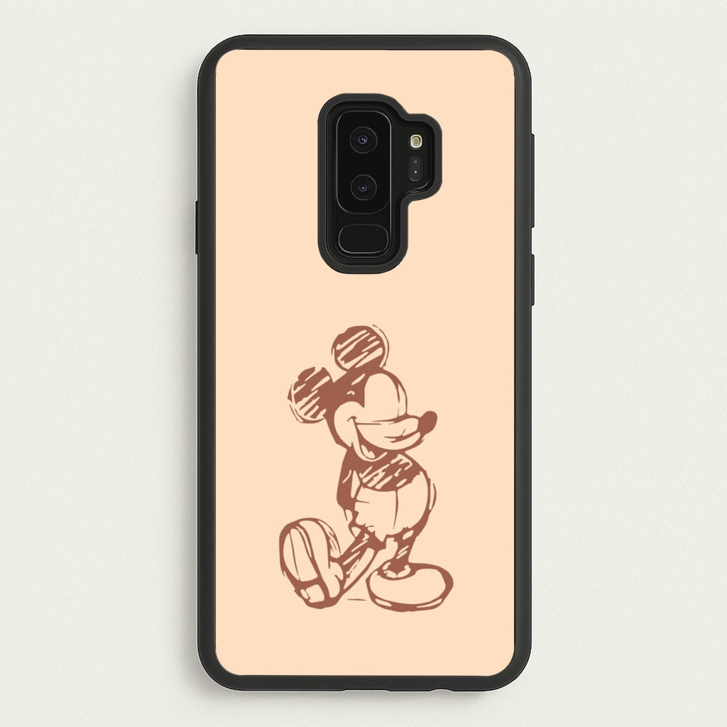 Sketched Mouse Outline Beige - Disney Phone Case for Galaxy S9 Plus