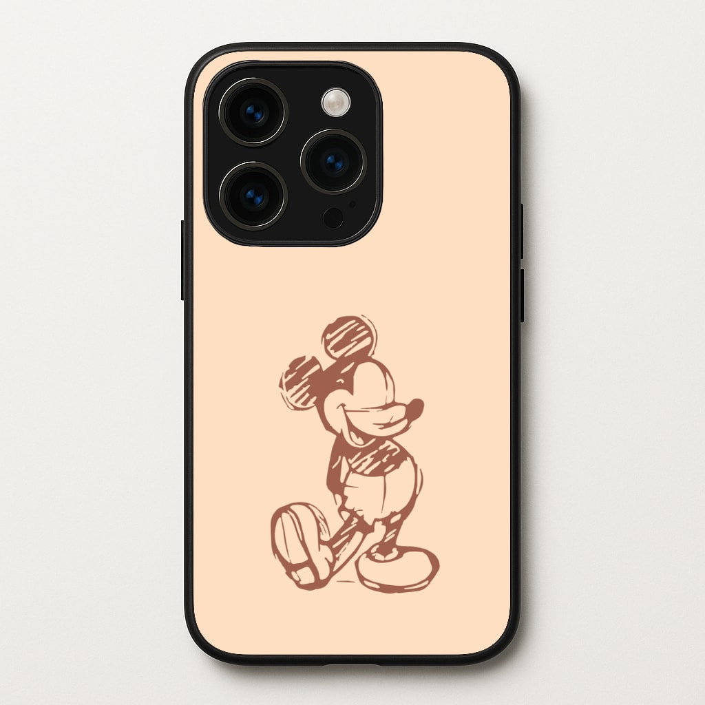 Sketched Mouse Outline Beige - Disney Phone Case for iPhone 15 Pro Max