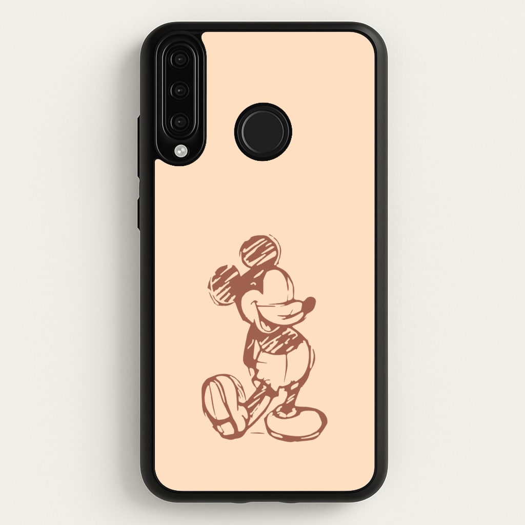 Sketched Mouse Outline Beige - Disney Phone Case for Huawei P30 Lite