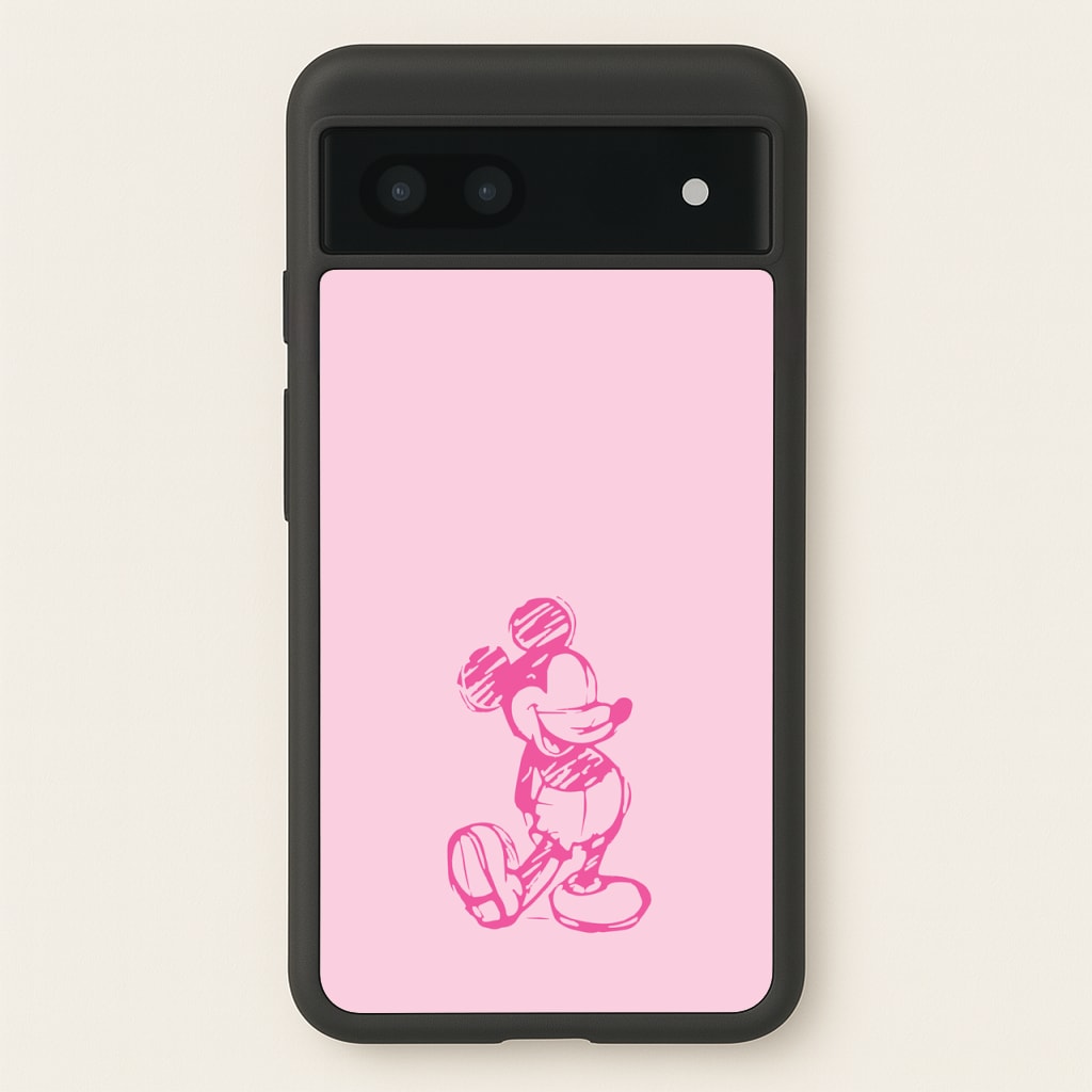 Sketched Mouse Outline Pink - Disney Phone Case for Google Pixel 7a