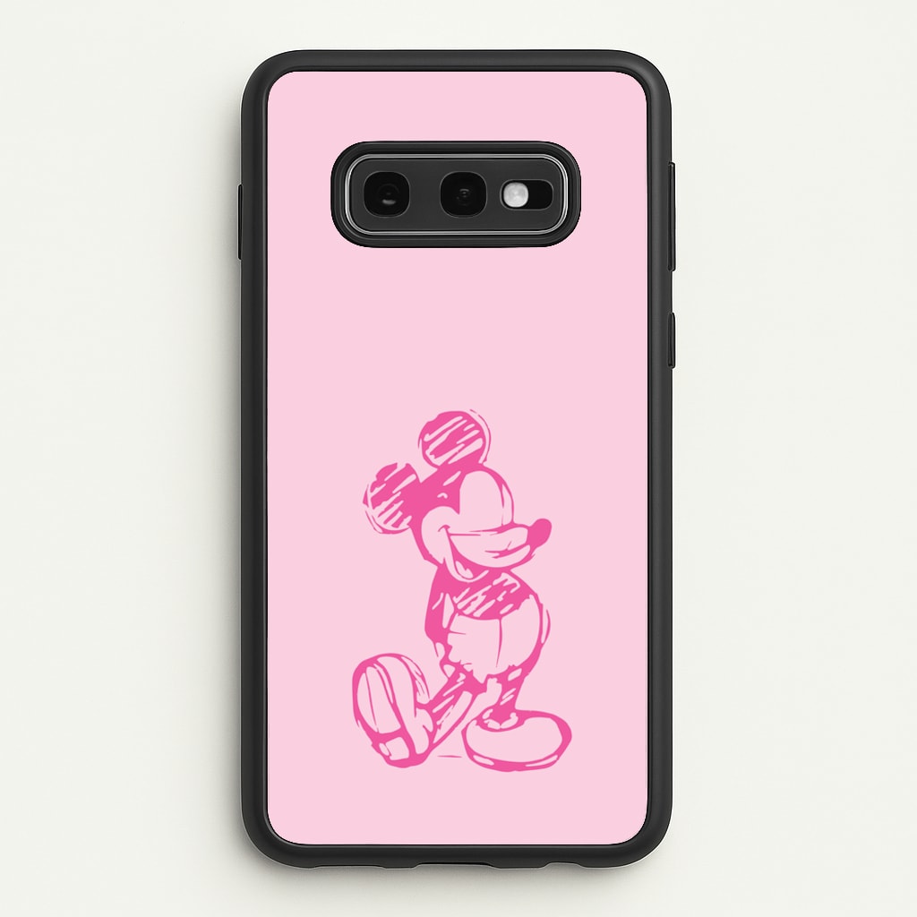 Sketched Mouse Outline Pink - Disney Phone Case for Galaxy S10e