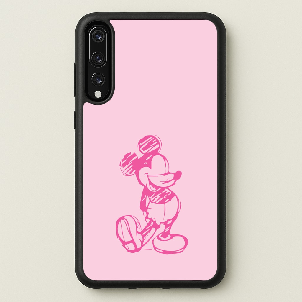 Sketched Mouse Outline Pink - Disney Phone Case for Huawei P20 Pro
