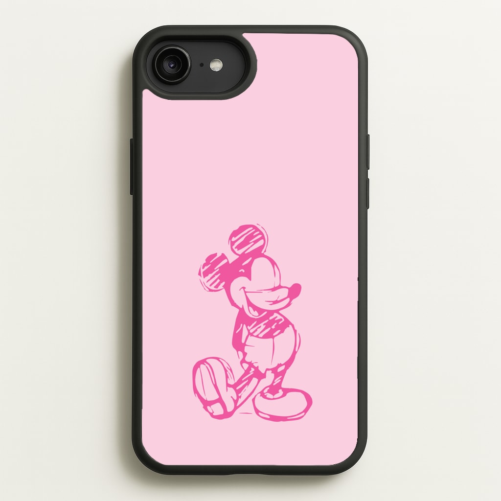 Sketched Mouse Outline Pink - Disney Phone Case for iPhone 6 Plus / 7 Plus / 8 Plus