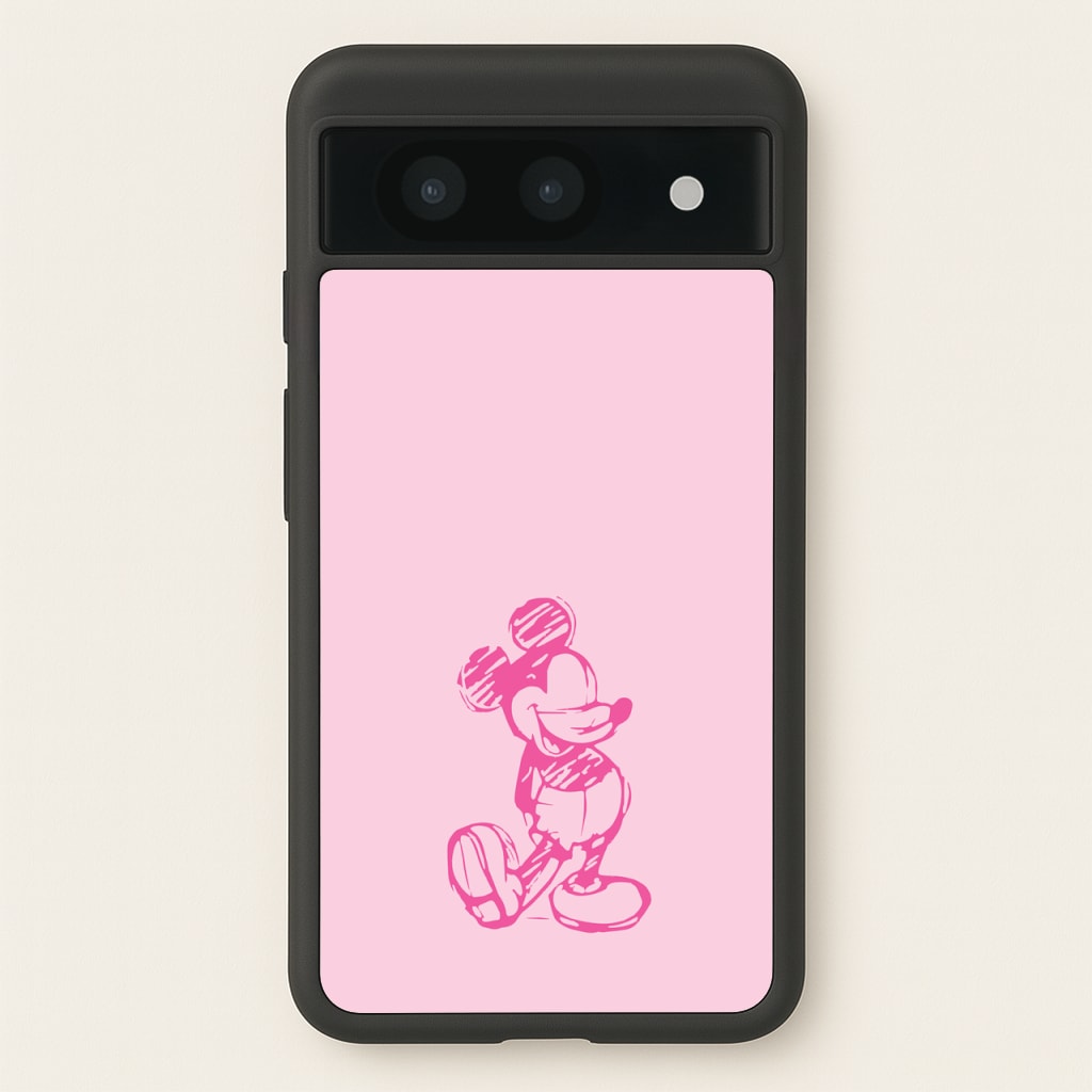 Sketched Mouse Outline Pink - Disney Phone Case for Google Pixel 8a