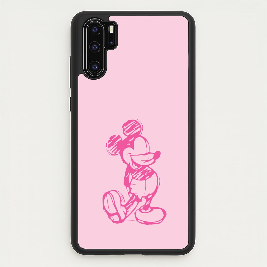 Sketched Mouse Outline Pink - Disney Phone Case for Huawei P30 Pro