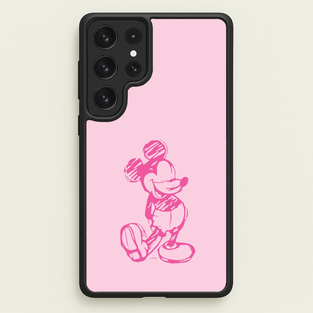 Sketched Mouse Outline Pink - Disney Phone Case for Galaxy S22 Ultra