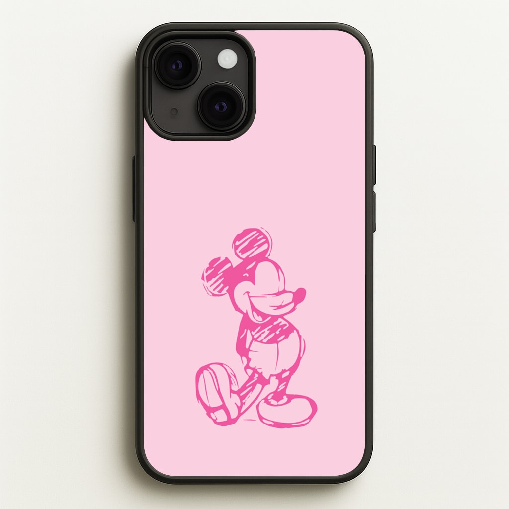Sketched Mouse Outline Pink - Disney Phone Case for iPhone 13 Mini
