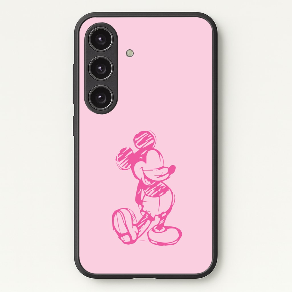 Sketched Mouse Outline Pink - Disney Phone Case for Galaxy S25 Plus