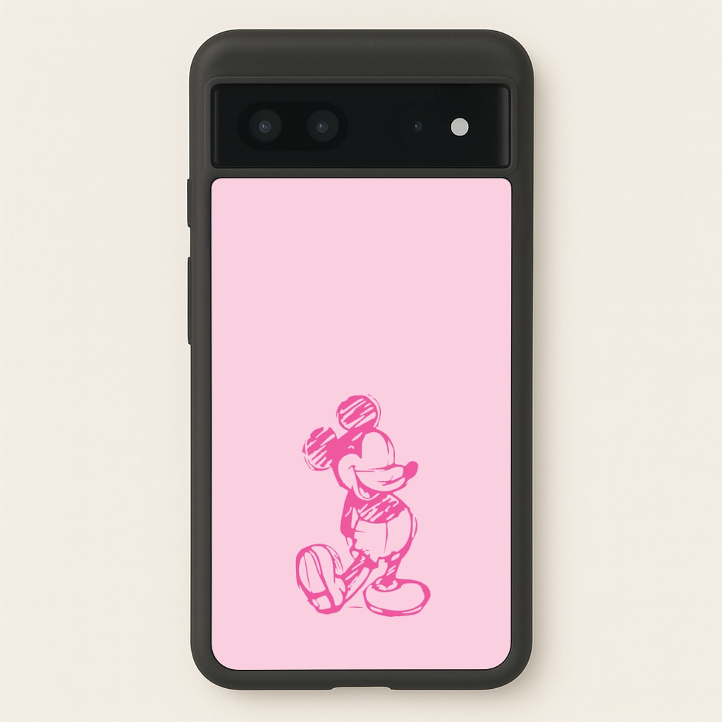 Sketched Mouse Outline Pink - Disney Phone Case for Google Pixel 7