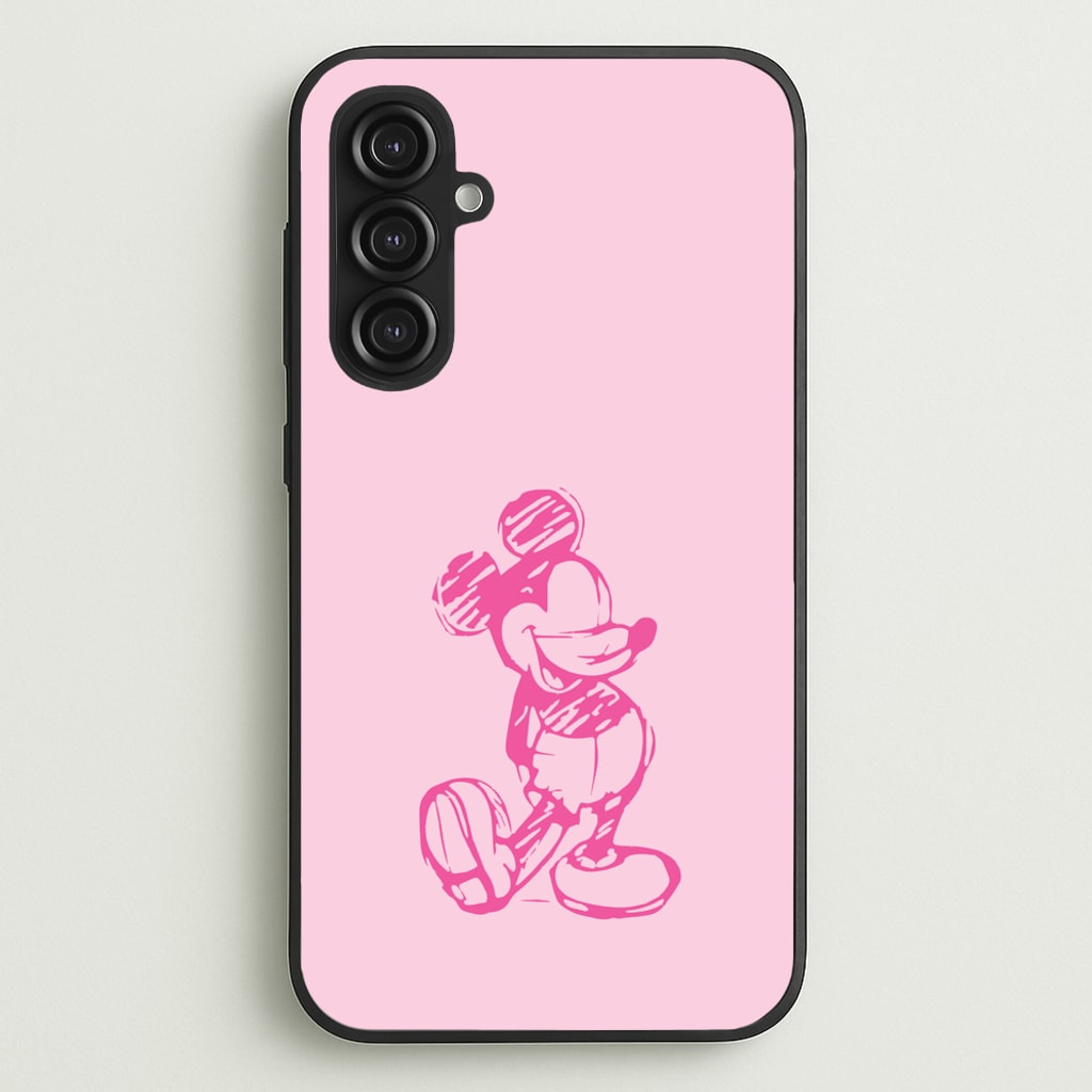 Sketched Mouse Outline Pink - Disney Phone Case for Galaxy S23FE