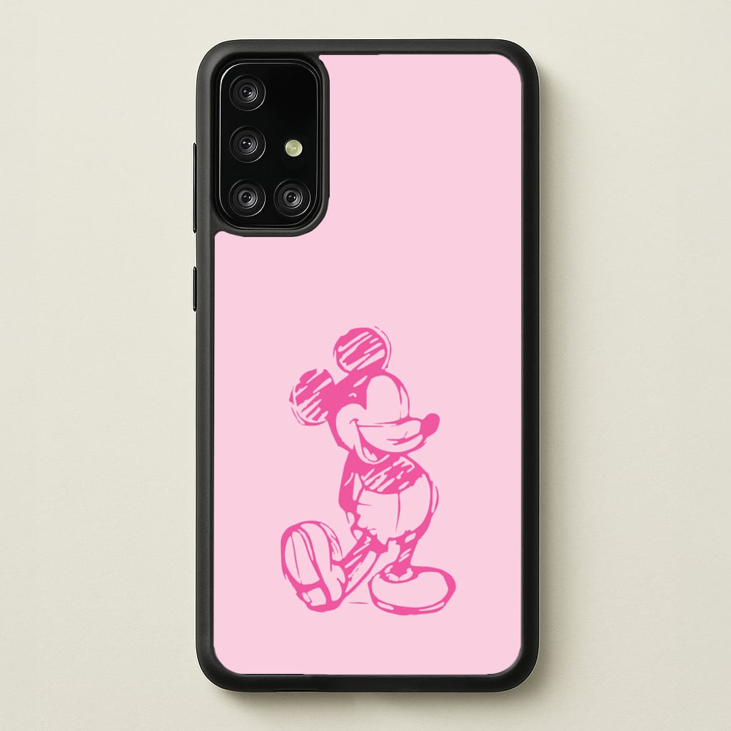 Sketched Mouse Outline Pink - Disney Phone Case for Galaxy A71