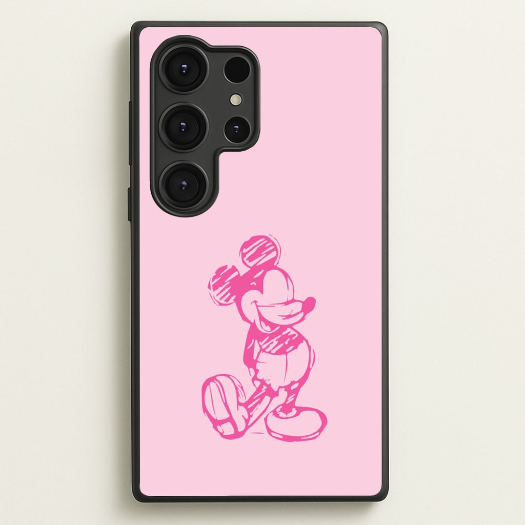 Sketched Mouse Outline Pink - Disney Phone Case for Galaxy S25 Ultra