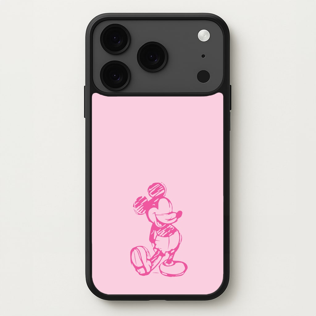 Sketched Mouse Outline Pink Phone Case for iPhone 17 Pro