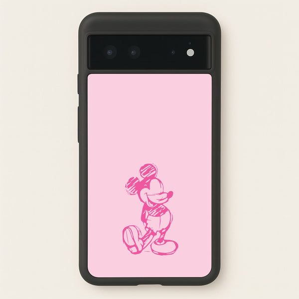 Sketched Mouse Outline Pink - Disney Phone Case for Google Pixel 6