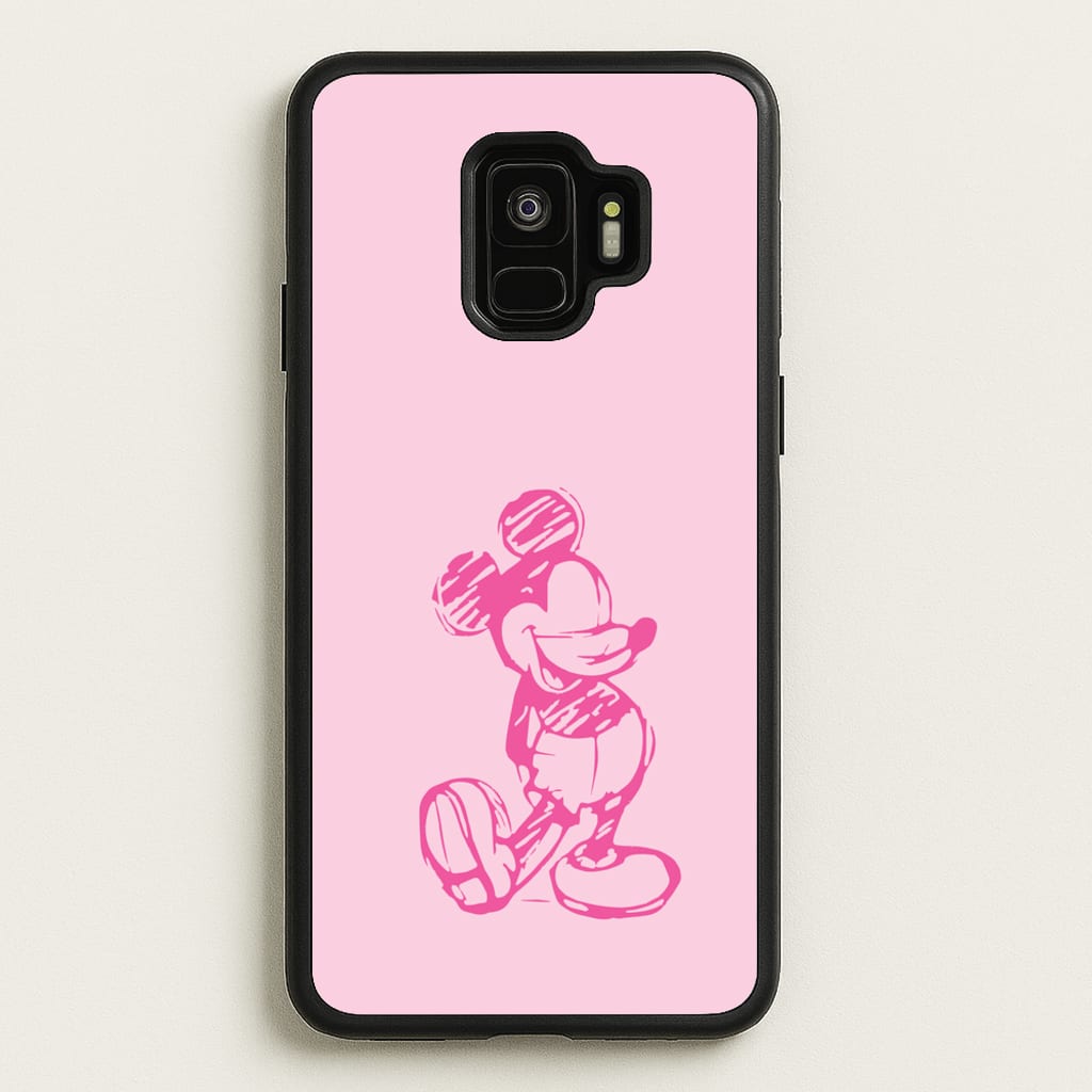 Sketched Mouse Outline Pink - Disney Phone Case for Galaxy S9