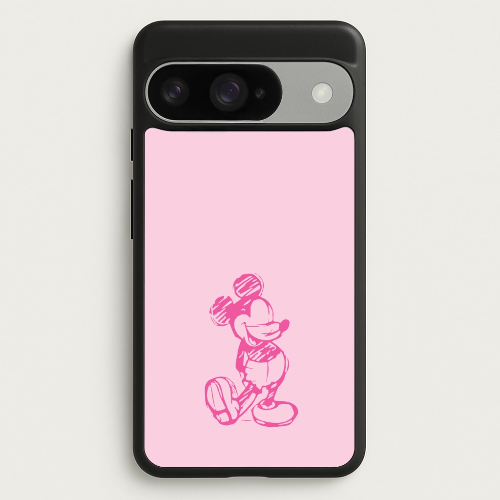 Sketched Mouse Outline Pink Phone Case for Google Pixel 10 / 10 Pro
