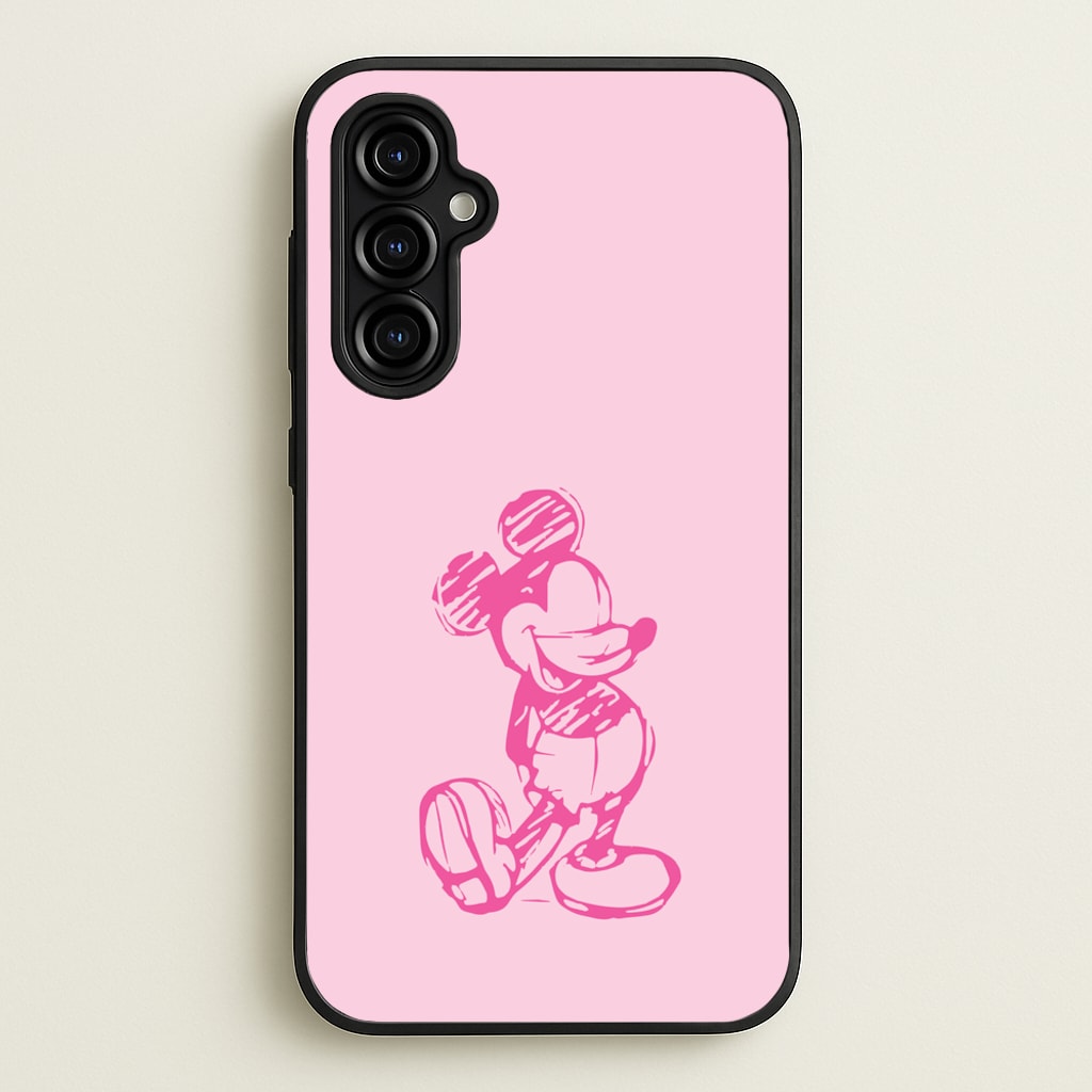 Sketched Mouse Outline Pink - Disney Phone Case for Galaxy A54