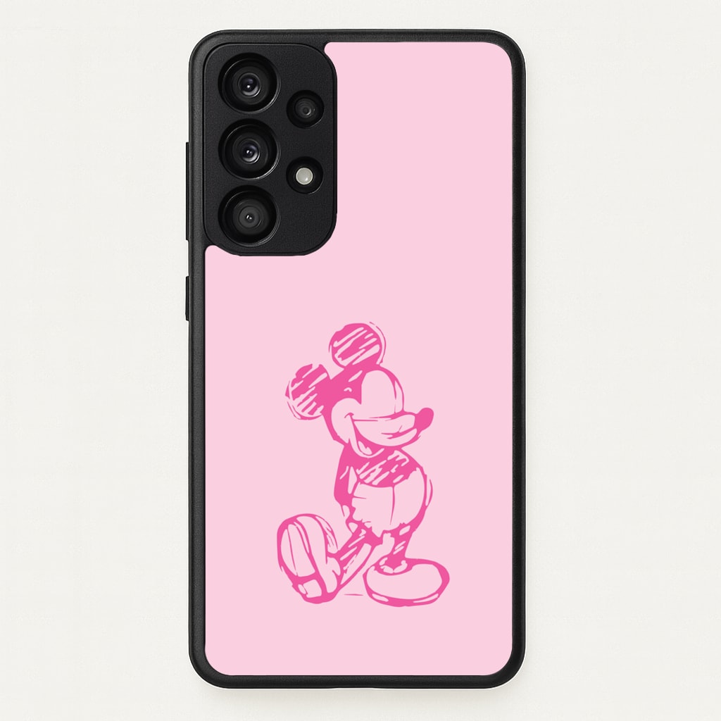 Sketched Mouse Outline Pink - Disney Phone Case for Galaxy A33