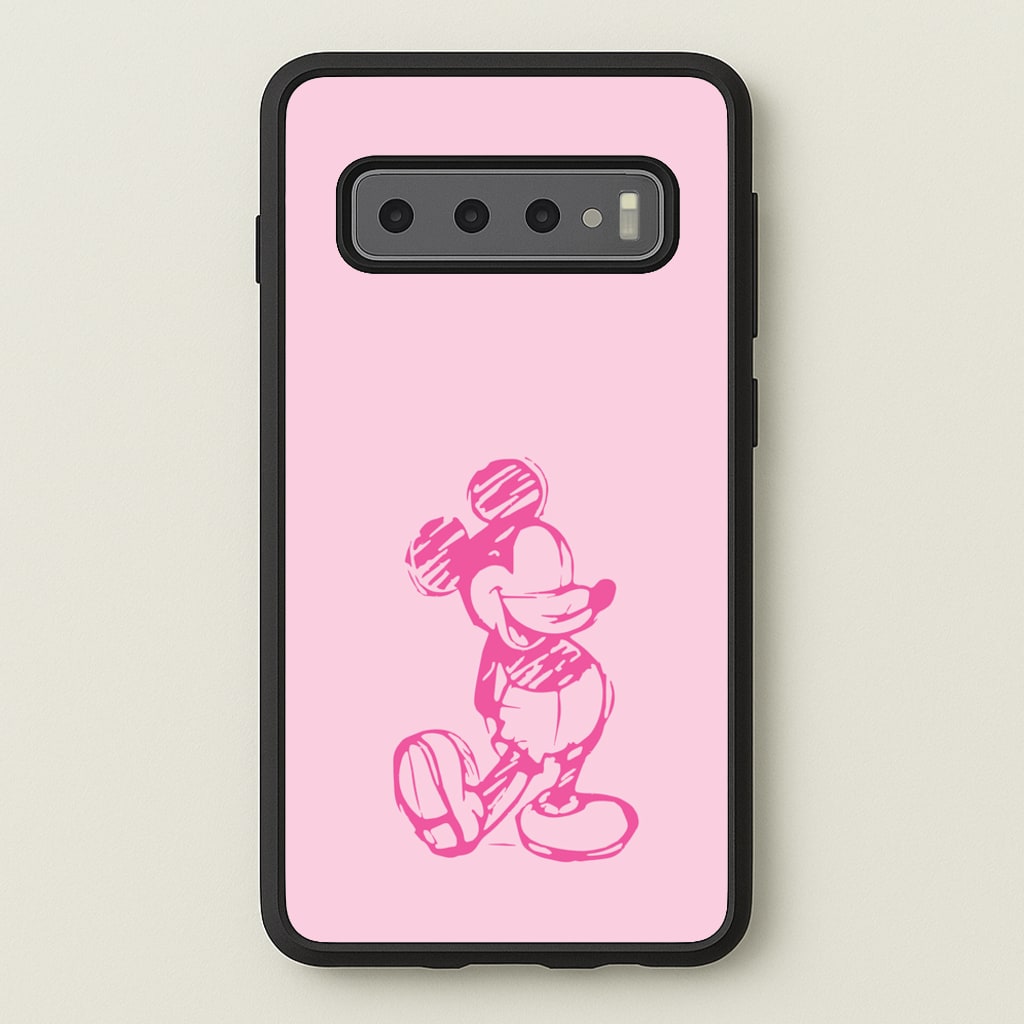 Sketched Mouse Outline Pink - Disney Phone Case for Galaxy S10 Plus