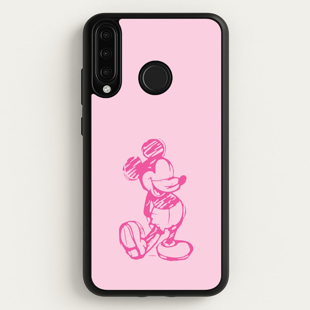 Sketched Mouse Outline Pink - Disney Phone Case for Huawei P30 Lite