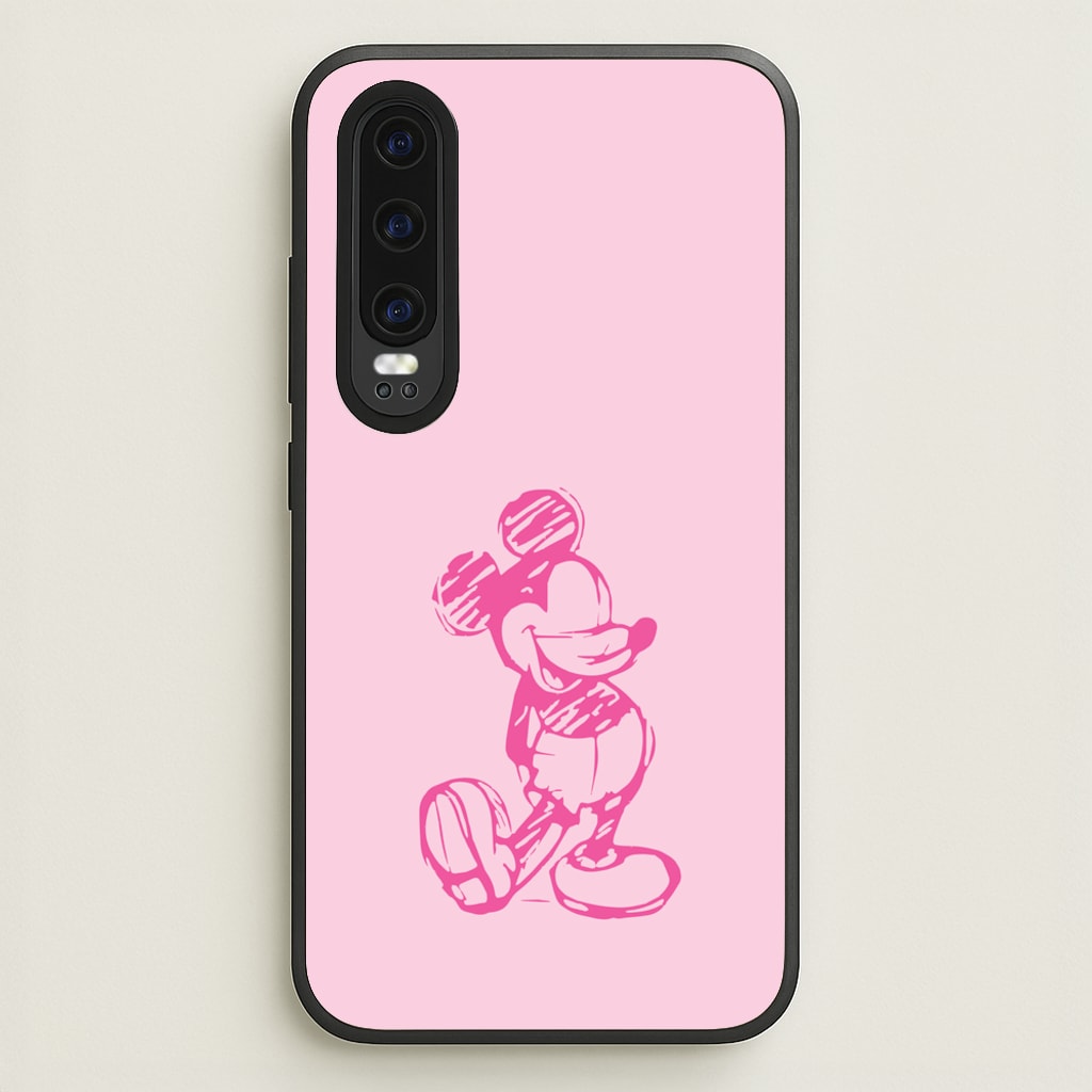 Sketched Mouse Outline Pink - Disney Phone Case for Huawei P30