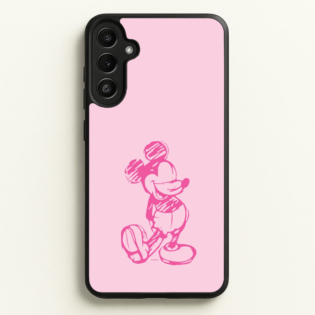 Sketched Mouse Outline Pink - Disney Phone Case for Galaxy A36