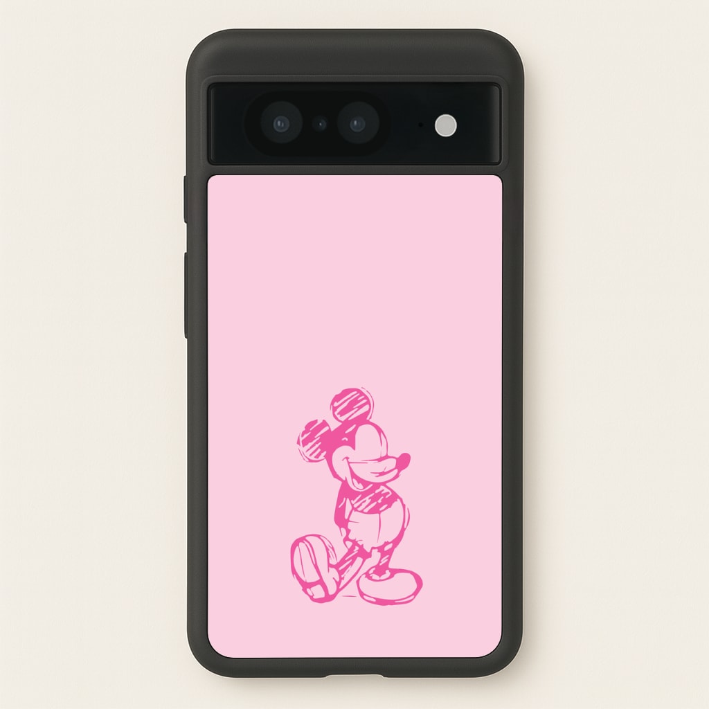 Sketched Mouse Outline Pink - Disney Phone Case for Google Pixel 8