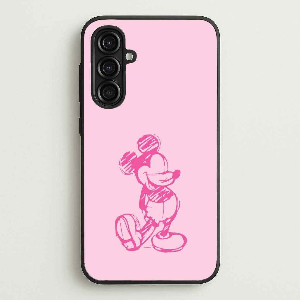 Sketched Mouse Outline Pink - Disney Phone Case for Galaxy A16