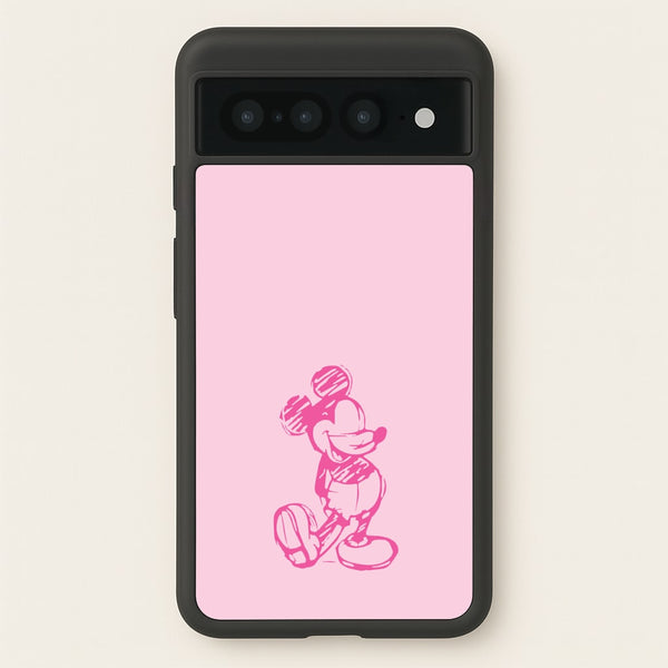Sketched Mouse Outline Pink - Disney Phone Case for Google Pixel 7 Pro