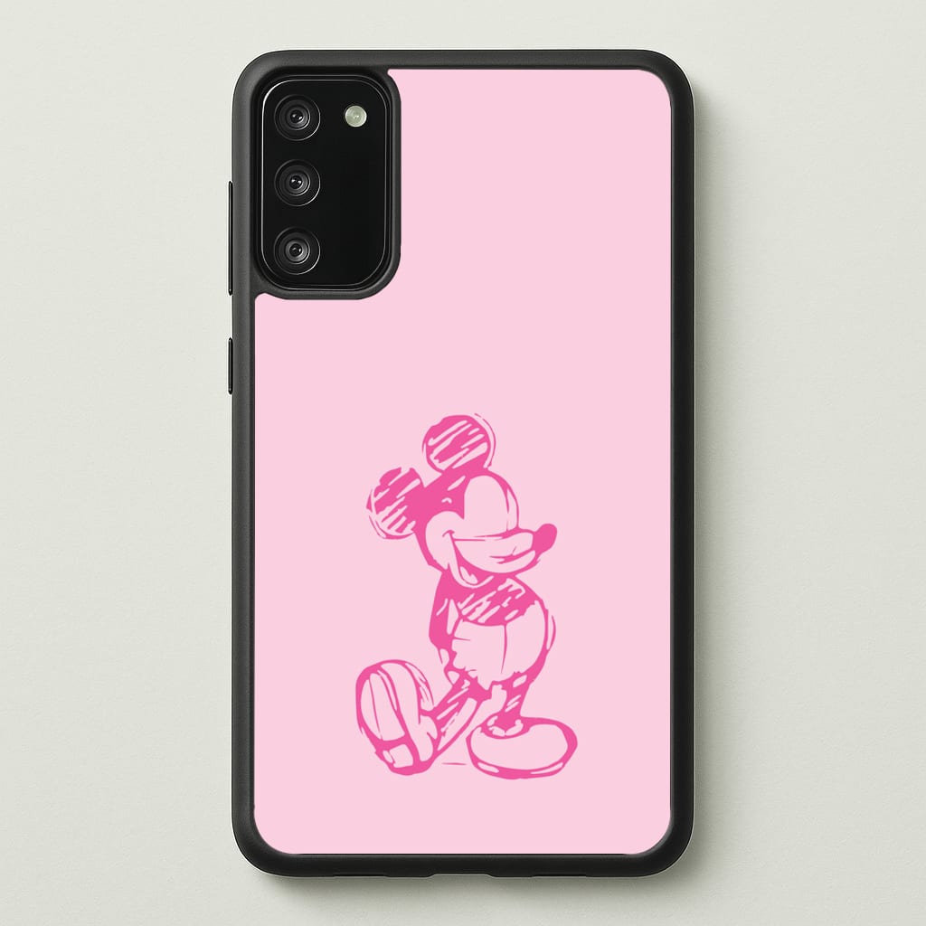 Sketched Mouse Outline Pink - Disney Phone Case for Galaxy S20FE