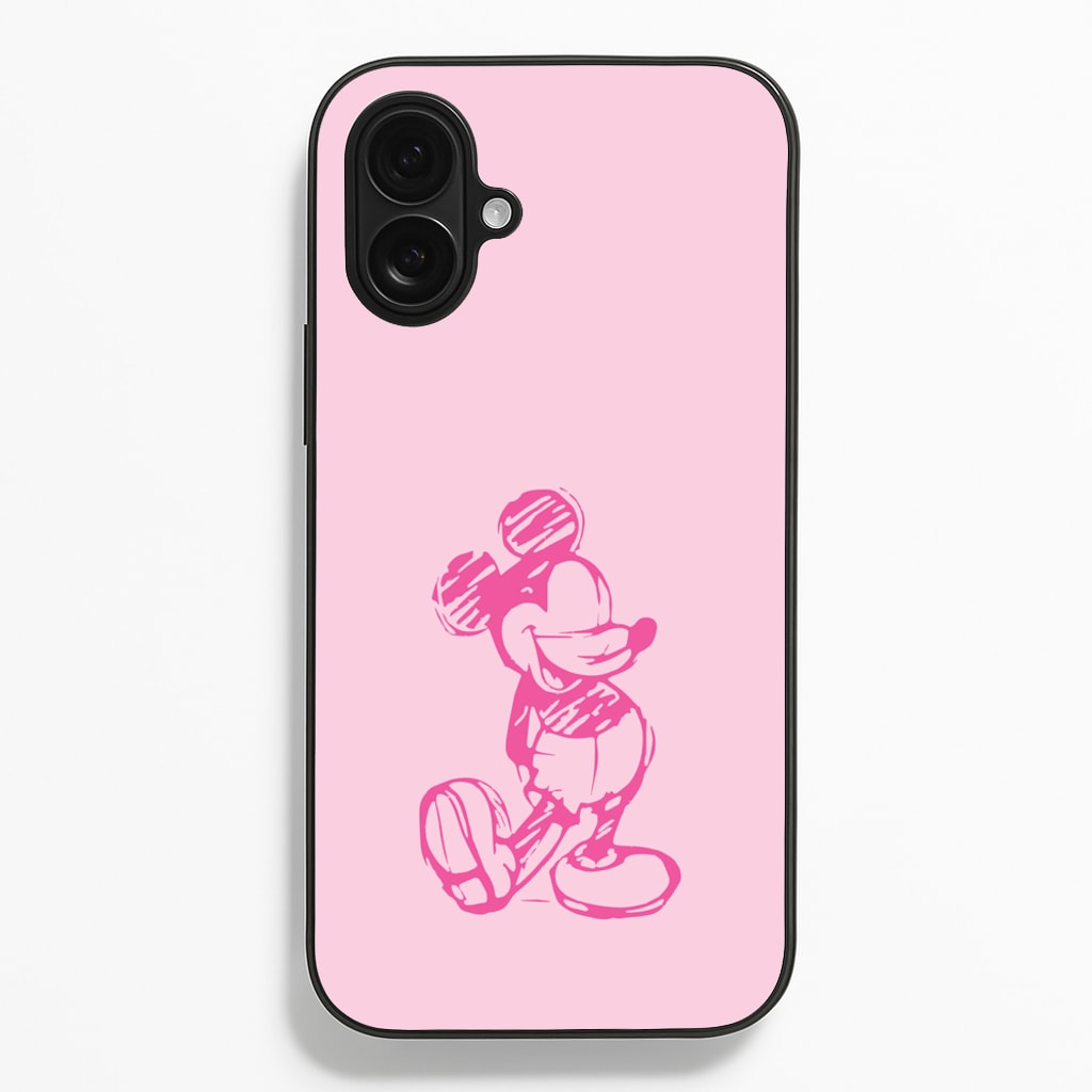 Sketched Mouse Outline Pink Phone Case