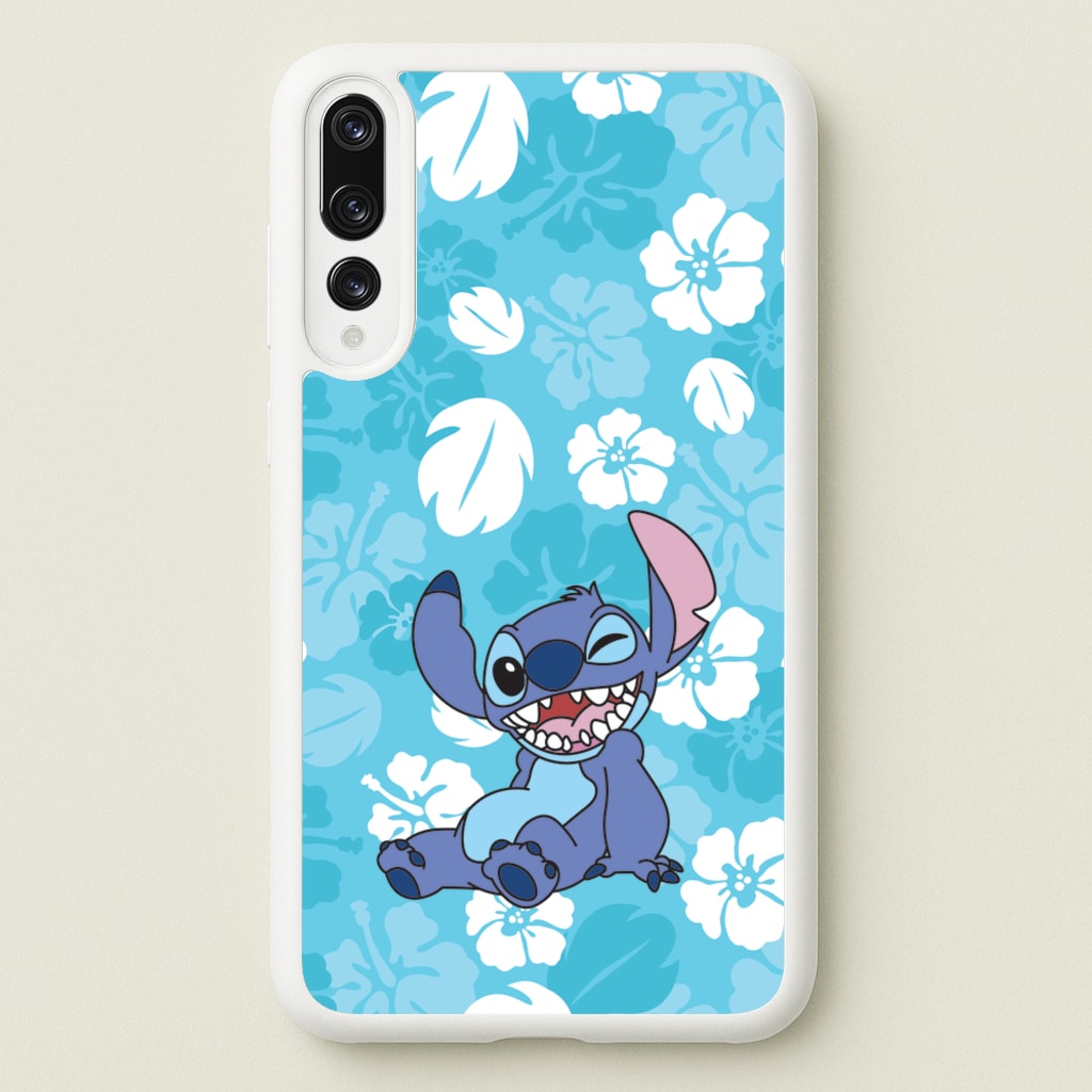Cute Blue Alien Floral Pattern - Stitch Phone Case for Huawei P20 Pro