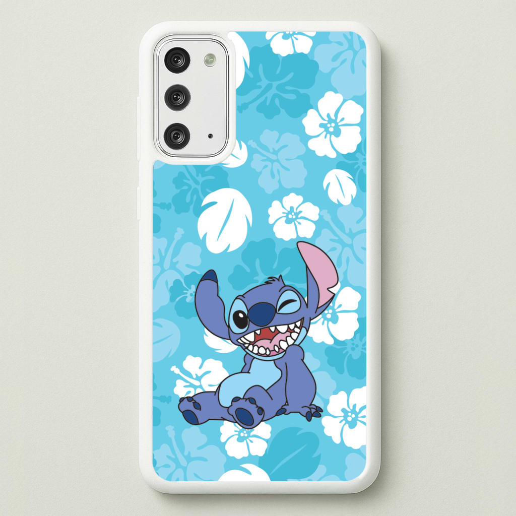 Cute Blue Alien Floral Pattern - Stitch Phone Case for Galaxy Note 20